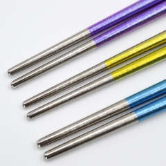Portable Outdoor Camping Reusable Metal Chopsticks Custom Ice Pattern Titanium Chopsticks for sale