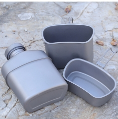 Aerospace Grade Titanium Cookware Pot 750ml and 400ml Stackable Pan Cups Premium Canteen Sets