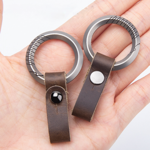 JXT Leather Belt Key Organizer Quick Release Carabiner Titanium Keychain Clip EDC with Leather