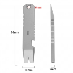 JXT Factory Price Portable Titanium Pry Bar Keychain Metal EDC Multi-tool with Bottle Opener for Camping