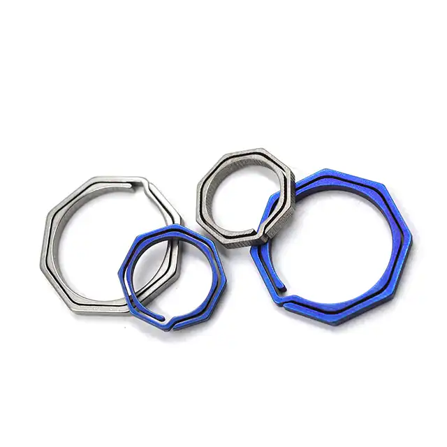 Lightweight Multiple Sizes Key Rings Hanging Buckle EDC Keychain Carabiners Titanium Pocket Octagonal Ring
