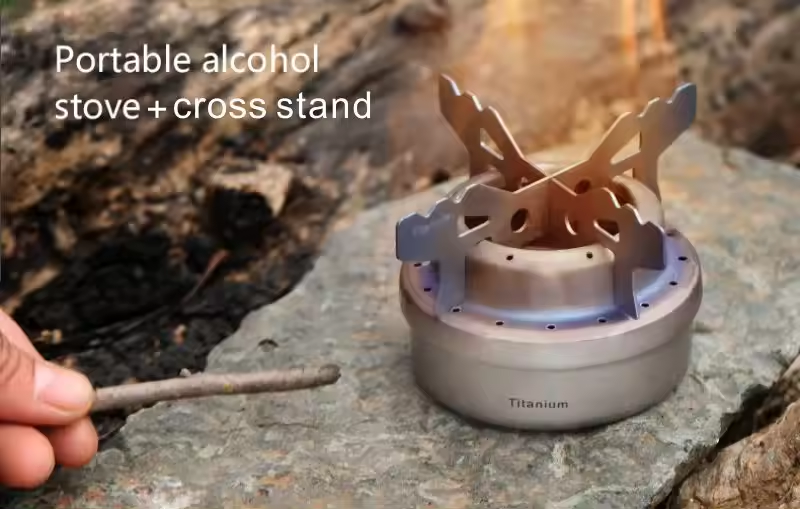 Titanium Alcohol Stove Camping Hiking Mini Liquid Alcohol Stove BBQ Accessories Set