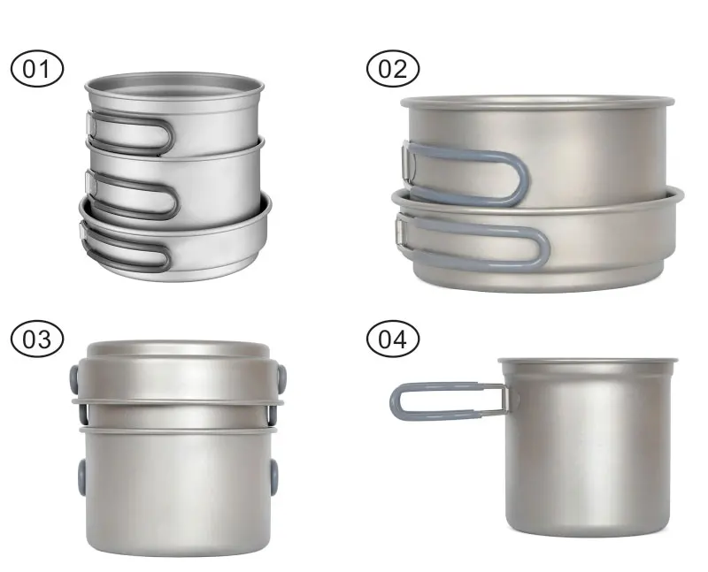 Durable nonstick cookware sets camping cookware hot soup pot titanium cooker pot sets