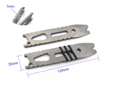 JXTCustomized Shape Multi Pocket Tool Prybar Keychain Gr5 Bottle Opener Titanium Pry Bar