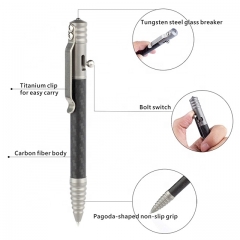 JXT High Quality Carbon Fiber Ball Pen With Gift Box And Laser Engraving Custom Logo On The Titanium Bolt Action Ball Pen