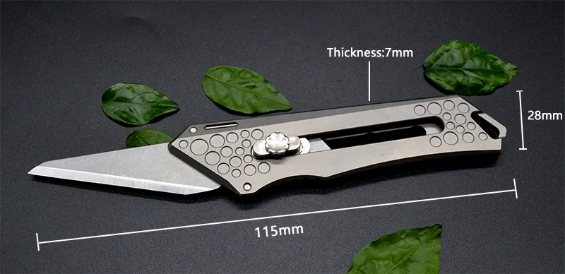 JXT OEM ODM 28mm Utility Knife Retractable Blade Box Cutter Titanium Alloy Pocket Knife