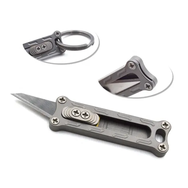 Anti-corrosion mini titanium utility edc sliding pocket paper knife