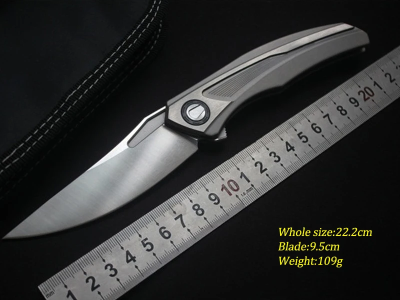 mini camping survival folding pocket titanium hunting knife with knife clip