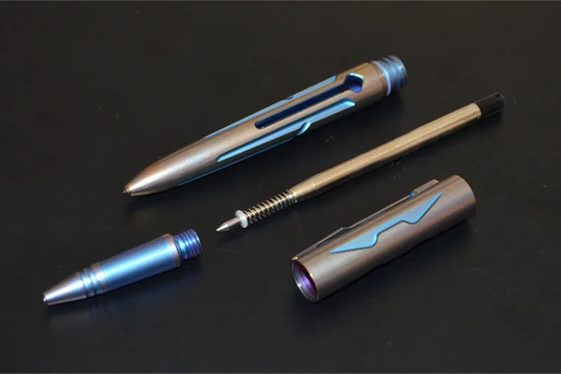 JXT Refillable Office Writing Pen Titanium Click Ballpoint Pen for Writing Fine Nib with Clip