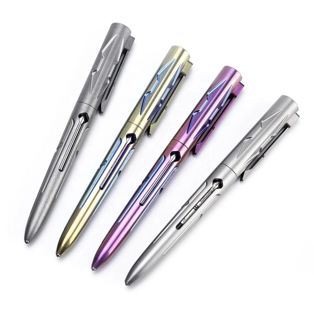 JXT Refillable Office Writing Pen Titanium Click Ballpoint Pen for Writing Fine Nib with Clip