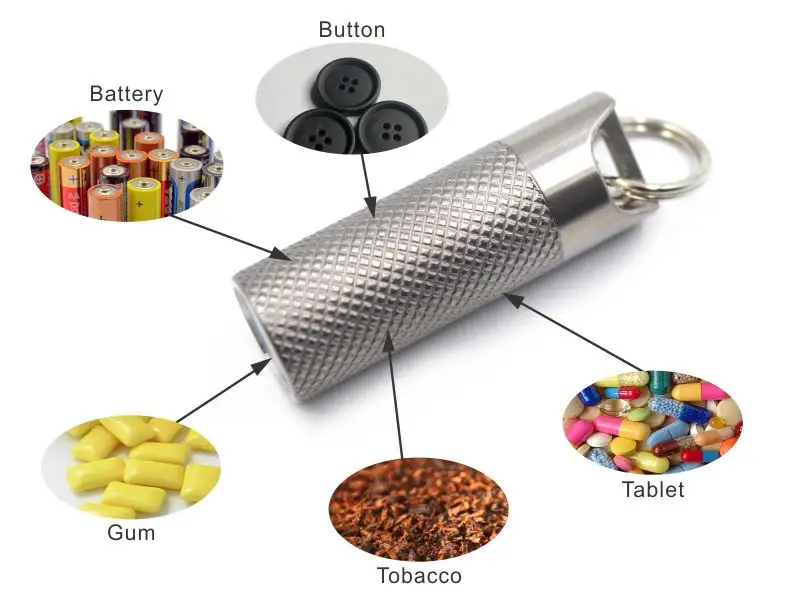 JXT EDC Survival Kit for Emergency Titanium Waterproof Keychain Pill Embossed Container