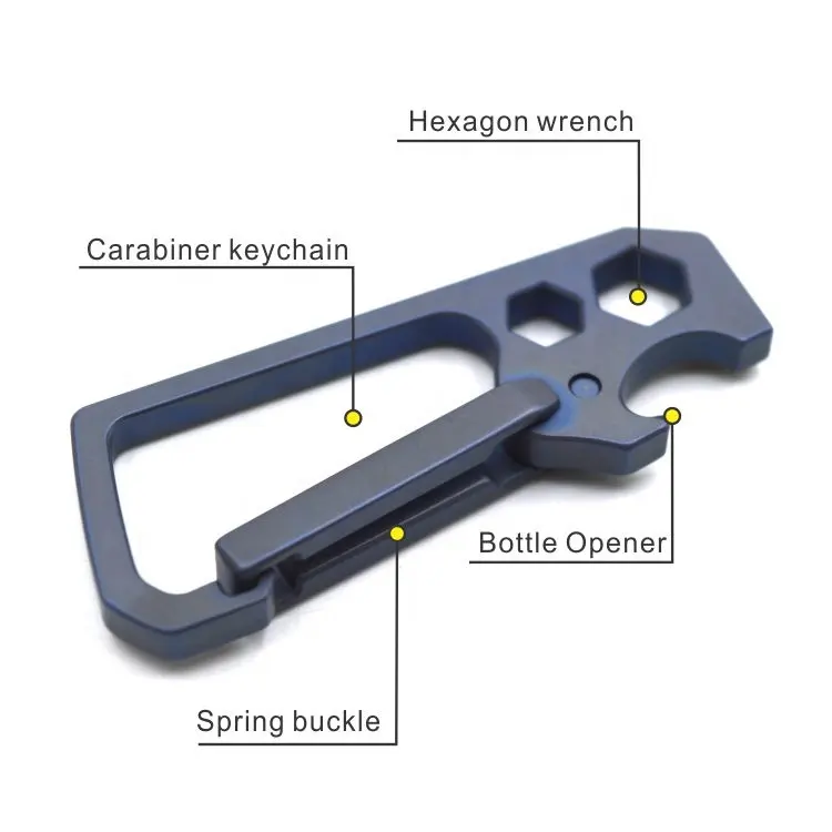 multi tool climbing titanium carabiner with bottle opener and hexagon