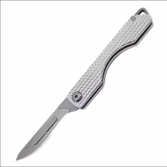 Folding Titanium Alloy EDC Outdoor Unpacking Pocket Knife Replaceable Blades Small Keychain Knife with Stainless Steel Blade