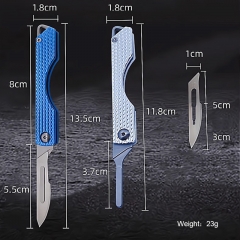 Folding Titanium Alloy EDC Outdoor Unpacking Pocket Knife Replaceable Blades Small Keychain Knife with Stainless Steel Blade