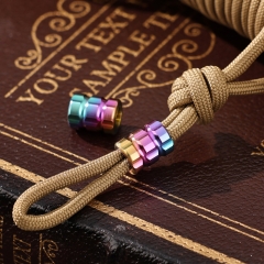 Customized Color & Surface Knife Bead Umbrella Rope Buckle Lanyard Titanium Pendant Bead Outdoor