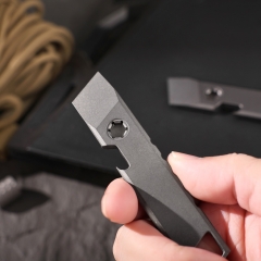 Titanium Alloy Mini Crowbar Multifunctional Portable EDC Tool with bottle opener flat head screwdriver keychain ,Tritium slot