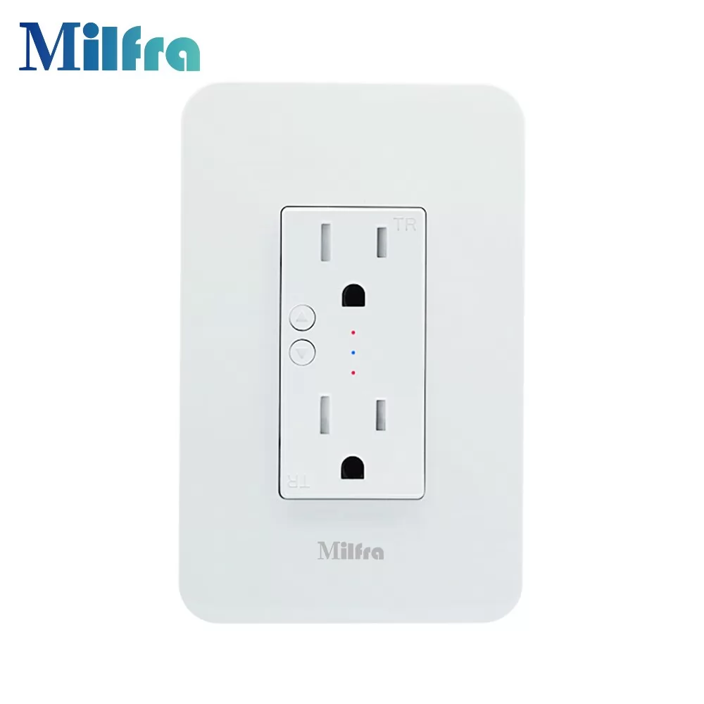 Milfra US Smart in-Wall Outlet Switch Timer Power Wifi Socket with Duplex Independent AC TR Receptacle