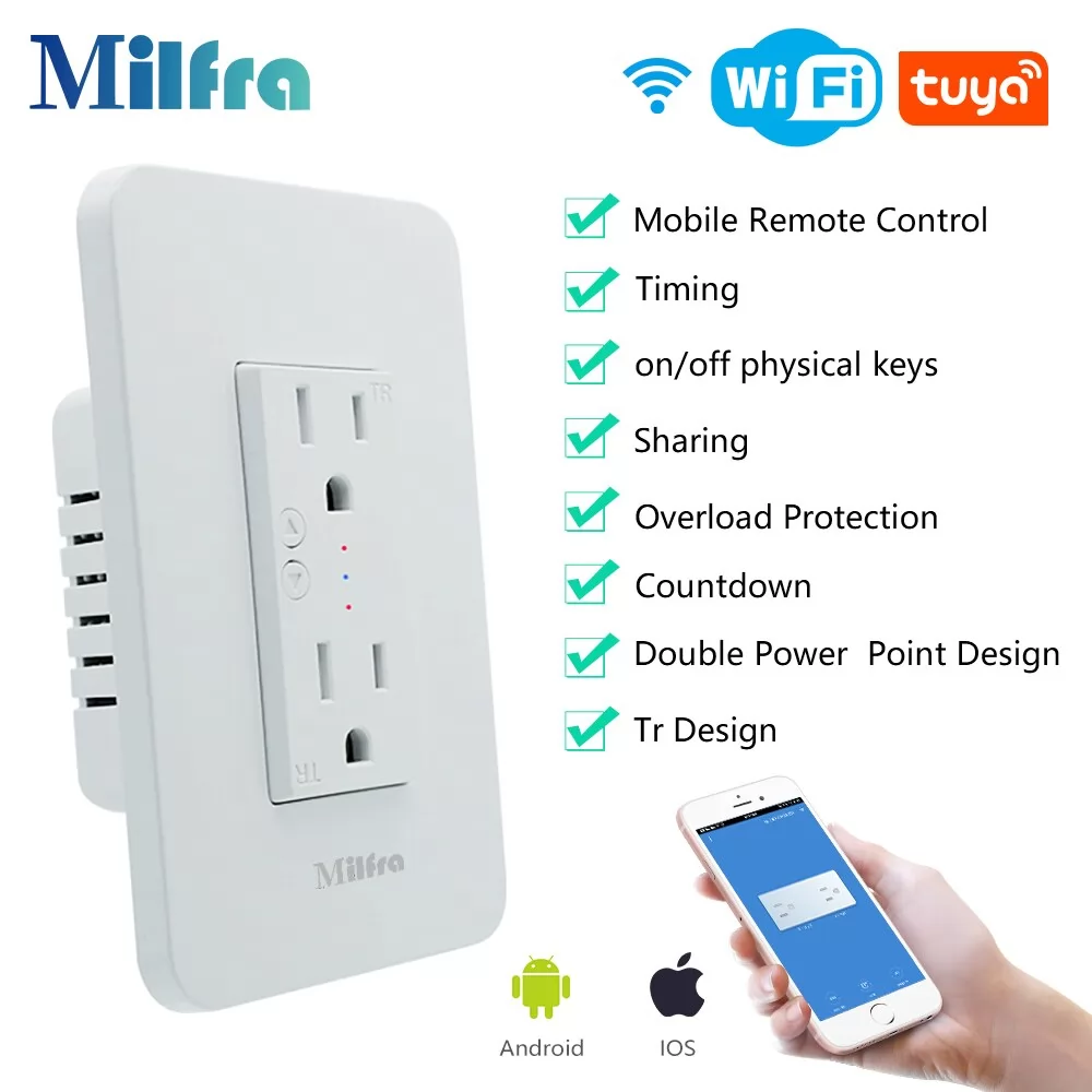 KS-604 US 120 Style Smart Duplex Receptacle Wifi Remote Outlet,US Remote  Outlet