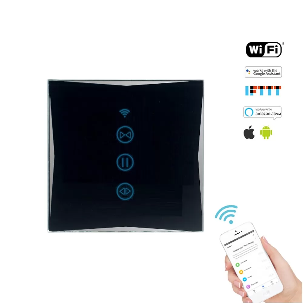 Wifi Blinds Curtain Touch Switch 220v,Black White Crystal Glass,Smart Life Tuya App Remote Control from Anywhere