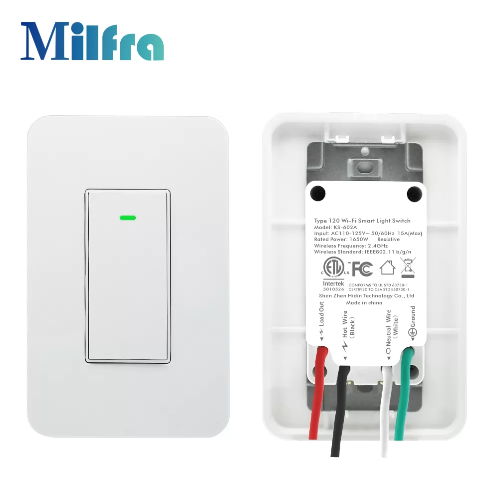 Intertek Wireless Smart Wifi Wall Light Switch Remote Control Switch 1 Gang