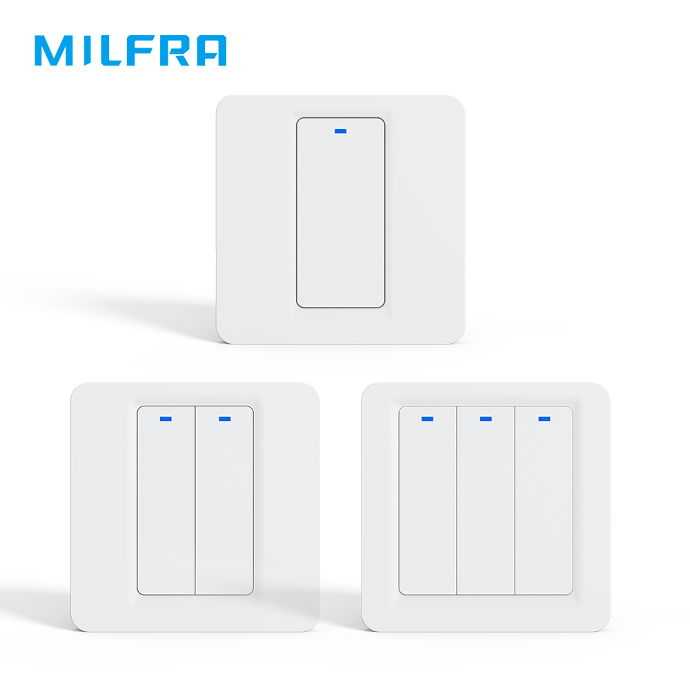 Milfra KS-612 EU Smart WiFi control switch wall light switch 1gang 2 gang and 3 gang switch work for Alexa