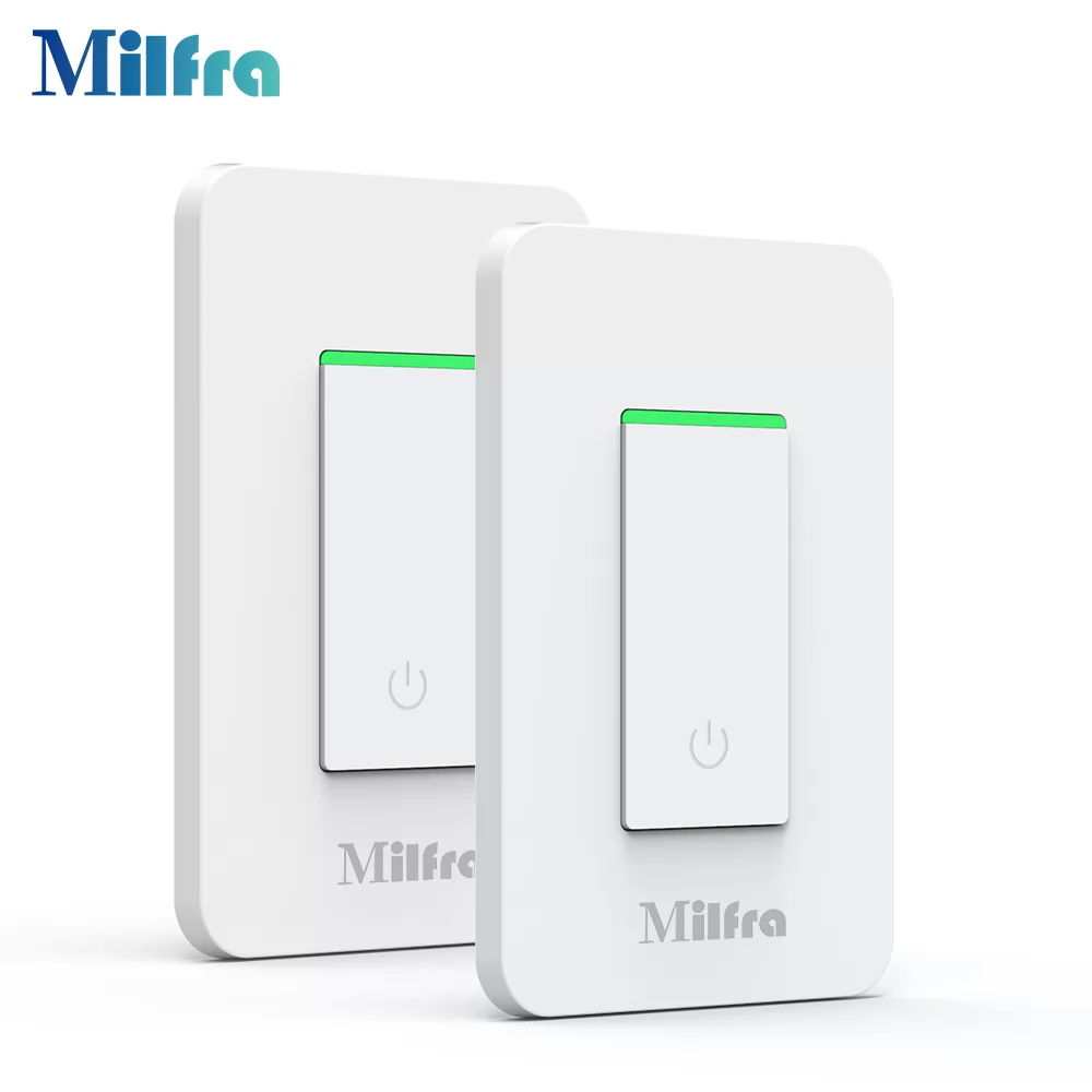 Milfra Smart Light Switch KS-602H Physical Button Support Amazon alexa Remote Control (2 Pack)
