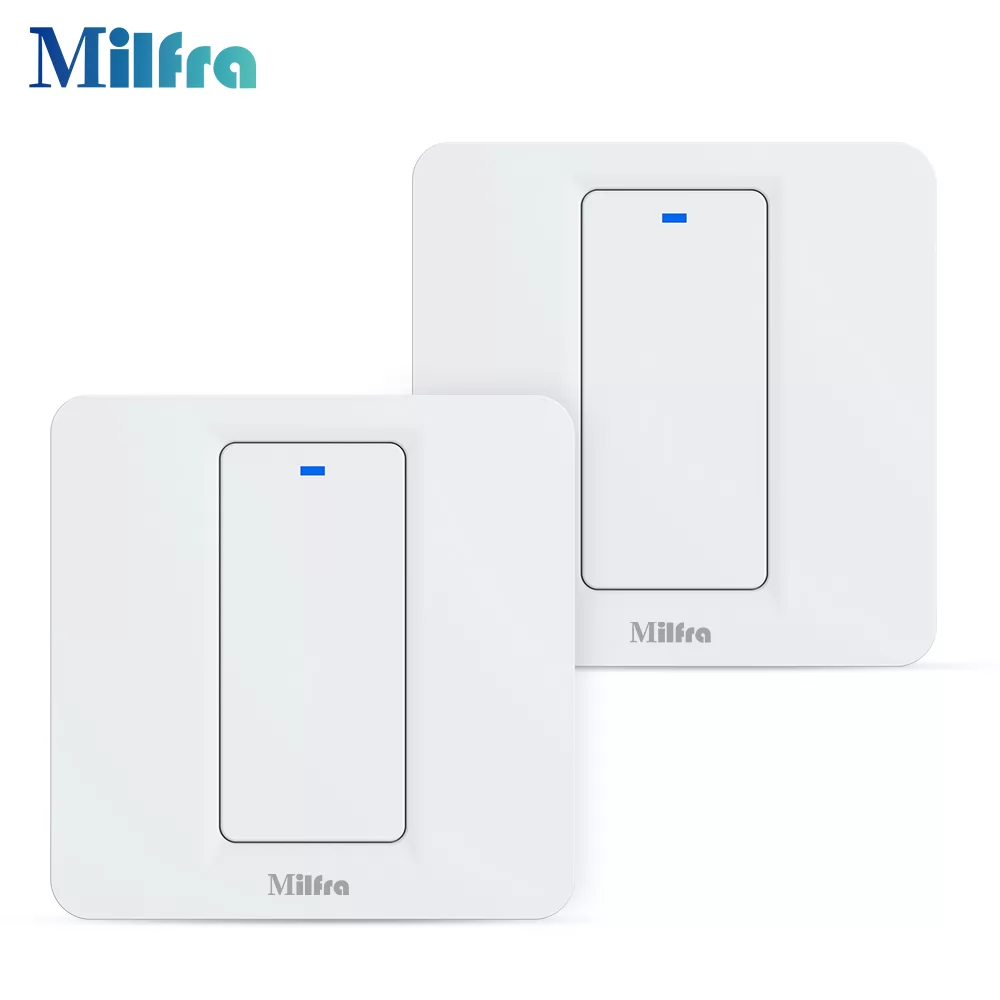 Milfra EU Smart WiFi control switch wall light switch 1gang switch work for Amazon Alexa (2 Pack)