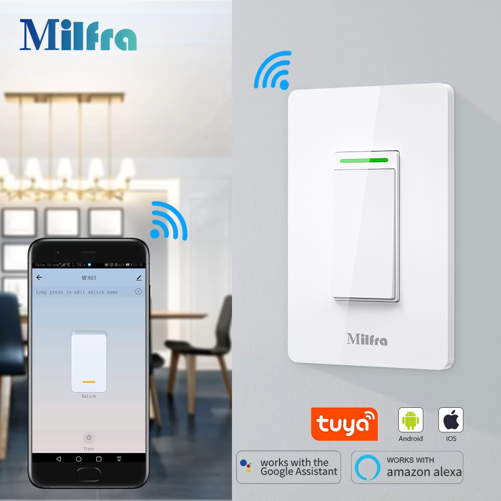 Smart US Wireless Kinetic Switch No Battery Wall Light Smart Switches,Remote  Control - Milfra