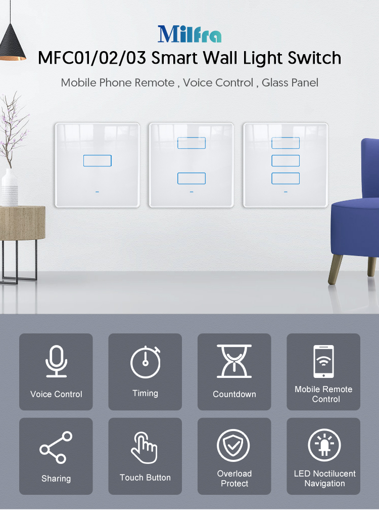 Smart US Wireless Kinetic Switch No Battery Wall Light Smart Switches,Remote  Control - Milfra