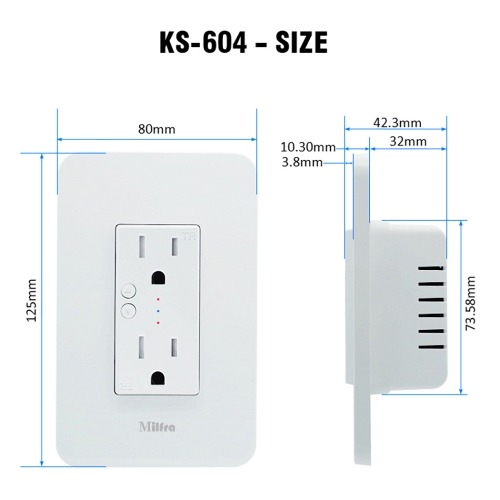 Smart Wall Socket KS-622 European France Physical Keys Power On And Off Wifi  Tuya Smart Remote Control