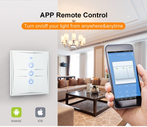 EU WiFi 8 Gang Touch Light Smart Wall Switch, Tuya Smart Life APP