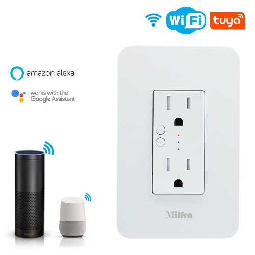 Milfra US Smart Wi-Fi Duplex TR Receptacle with 2.1A USB charge