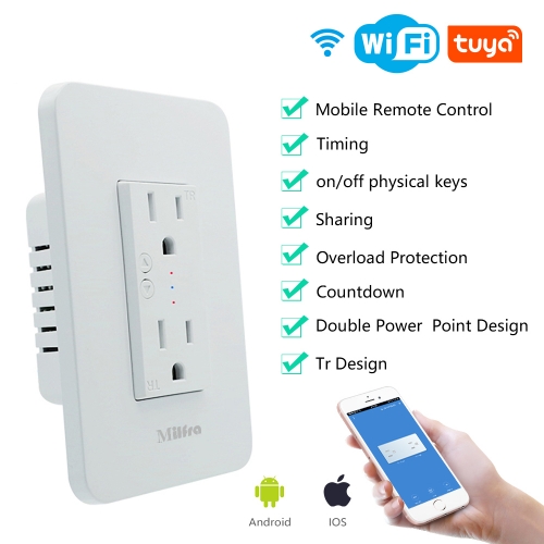 Smart Wall Socket KS-622 European France Physical Keys Power On And Off Wifi  Tuya Smart Remote Control