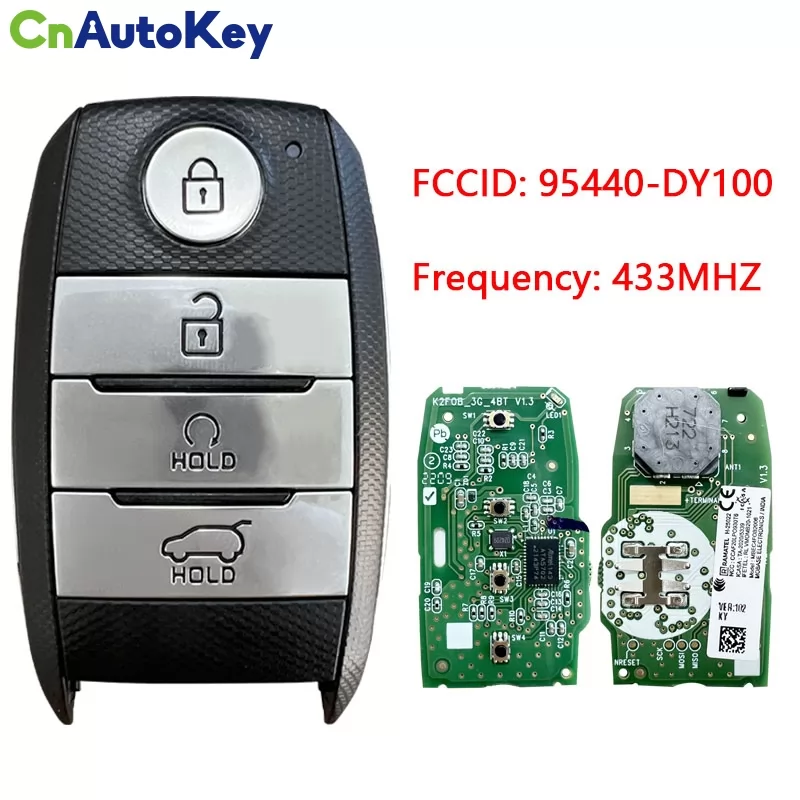 CN051170 Genuine KIA Carens 2023 Smart Key Remote 4 Buttons 433 MHz 6A Chip FCC ID: SYEC3FOB2003 P/N: 95440-DY100