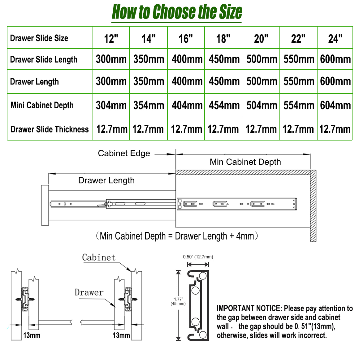 J Slides Size Chart