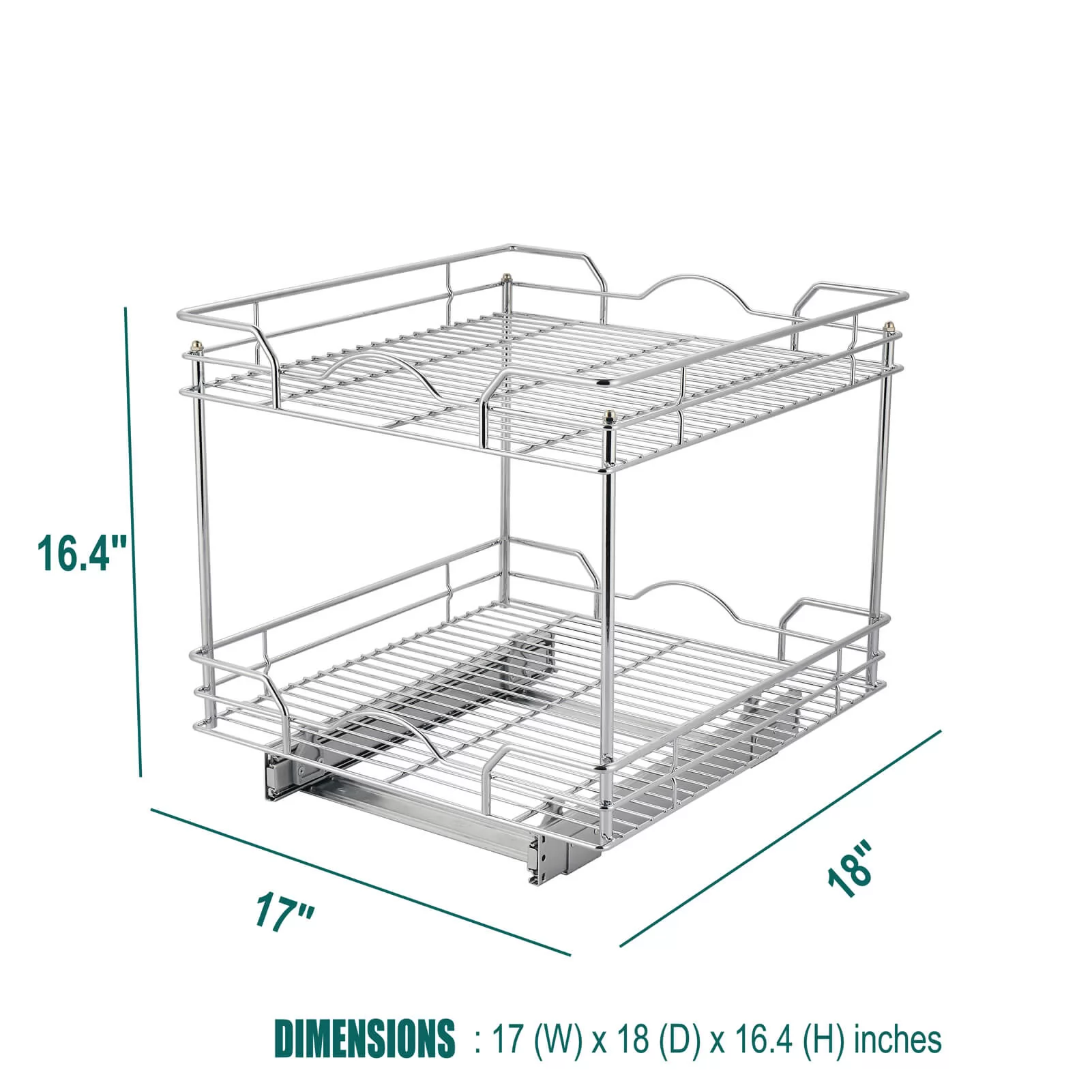 Pull Out Cabinet Organizer 18D x 17W x 16.4H, Kitchen Cabinet