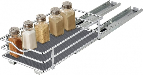 Pull Out Spice Rack Organizer（6.3"W x 10"D x 2.7"H） for Cabinet, Slide Out Seasoning Organizer Fits Spices, Sauces, Cans etc