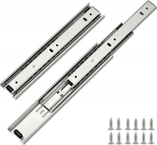 Full Extension Ball Bearing Drawer Slides 10 Inch，OCG 3-Section 100 LB Capacity Side Mount Drawer Slides，Available in 10'',12'',14'',16'' Lengths, 5 P