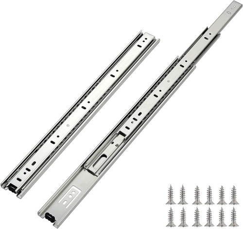 Drawer Slides 18 Inch，OCG Full Extension 3-Section Ball Bearing Side Mount Drawer Slides, 100 LB Capacity, 5 Pairs