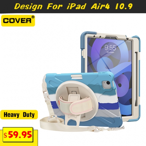 Smart Stand Heavy Duty Case For iPad Air 5/4 10.9 With Pen Slot And Shoulder Strap