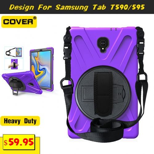 Smart Stand Heavy Duty Case For Galaxy Tab A2 10.5 T590/595 With Hand Strap And Shoulder Strap