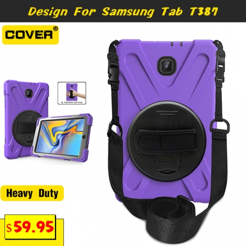 Smart Stand Heavy Duty Case For Galaxy Tab A 8.0 T387 With Hand Strap And Shoulder Strap