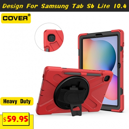 Smart Stand Heavy Duty Case For Galaxy Tab S6 Lite 10.4 P610/615 With Pen Slot And Hand Strap