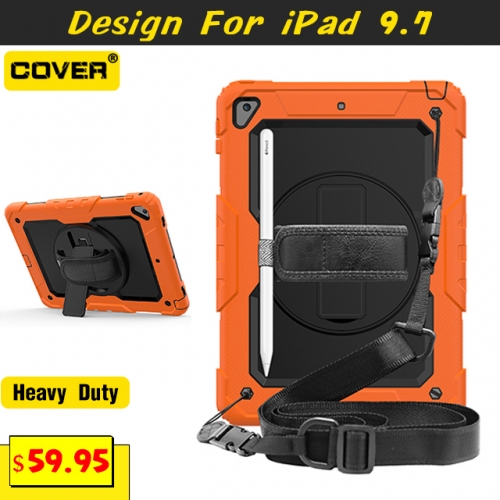 Smart Stand Anti-Drop Case For iPad 5/6 9.7 With Hand Strap And Shoulder Strap