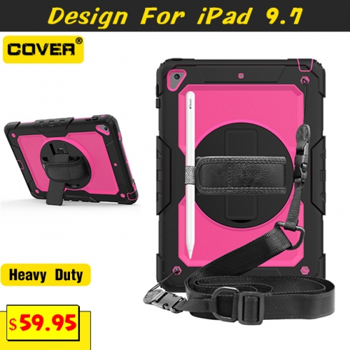 Smart Stand Anti-Drop Case Cover For iPad 5/6 9.7 With Hand Strap And Shoulder Strap