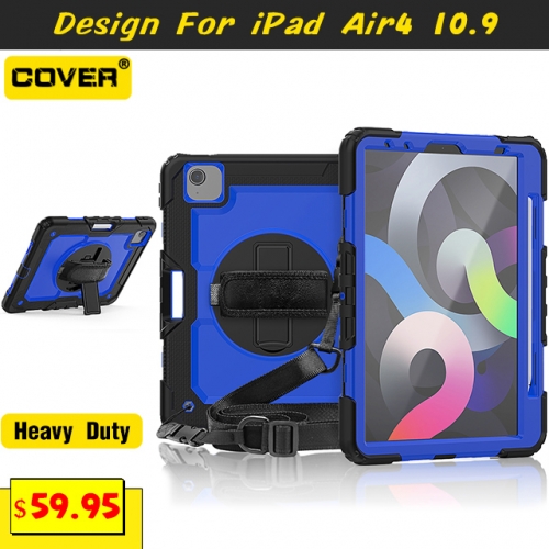 Smart Stand Anti-Drop Case For iPad Air 5/4 10.9 With Pen Slot And Shoulder Strap