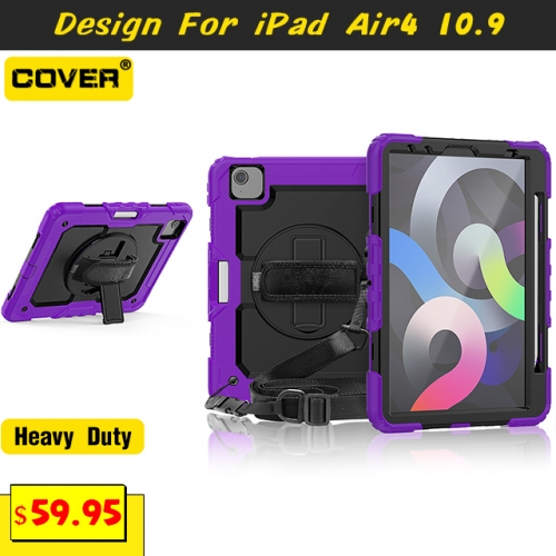 Smart Stand Anti-Drop Case For iPad Air 5/4 10.9 With Pen Slot And Shoulder Strap