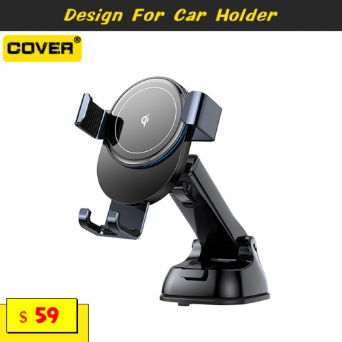 15W Wireless Charging Gravity Car Holder For Mobile Phones Ranging from 4.7 to 6.8 inches