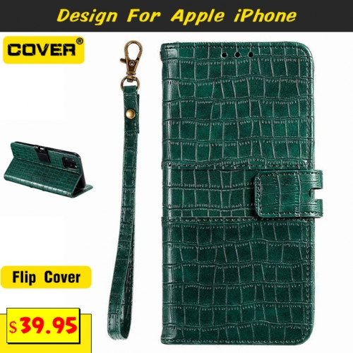 Leather Wallet Case For iPhone 11/11 Pro/11 Pro Max/X/XS/XR/XS Max/SE2/6/7/8 Series With Lanyard