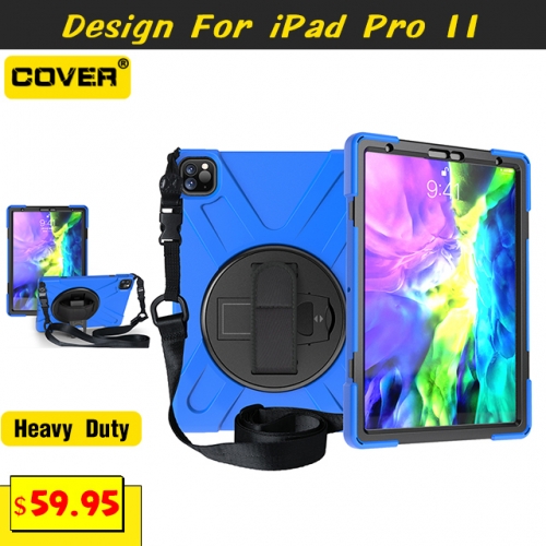 Smart Stand Anti-Drop Case For iPad Pro 11 2022/2021/2020/2018 With Hand Strap And Shoulder Strap